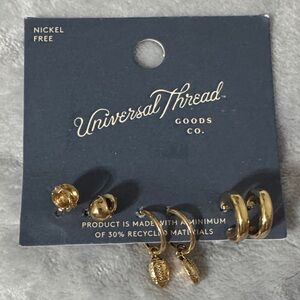 Universal Thread Gold-Tone Mixed Studs and Hoop Earring Set